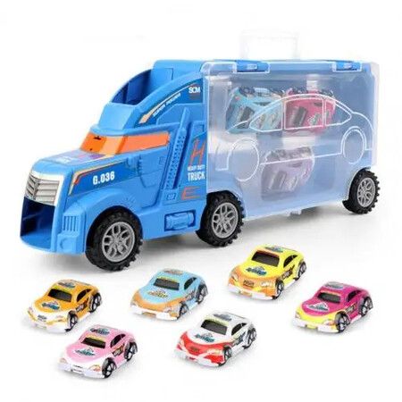 Christmas Kids Toys Car Model High Simulation Car Container Lightweight   Detachable Car Carrying Case for Kids Transport Truck Storage for Boys Gift Color Blue