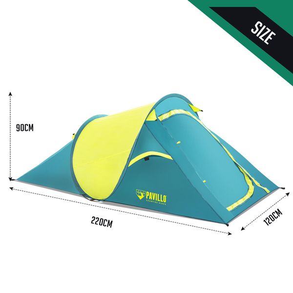 Bestway Pavillo Camping Tent 2 Man Pop Up Instant Beach Shelter Family Sun Shade Waterproof Hiking Fishing Outdoor with Carry Bag 2.2x1.2x0.9m