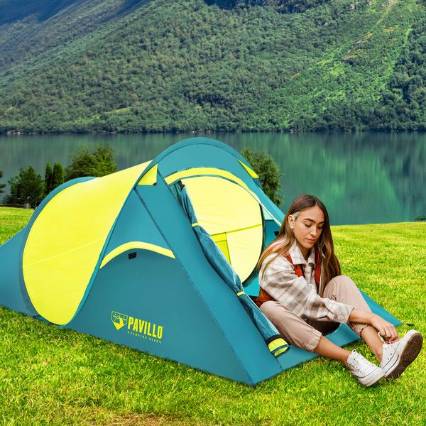 Bestway Pavillo Camping Tent 2 Man Pop Up Instant Beach Shelter Family Sun Shade Waterproof Hiking Fishing Outdoor with Carry Bag 2.2x1.2x0.9m