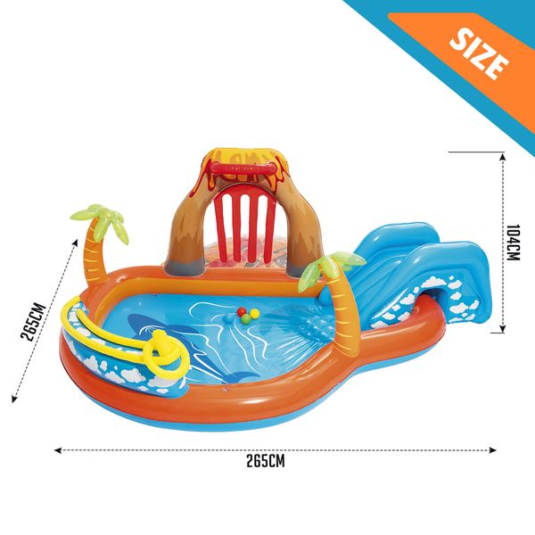 Bestway Inflatable Pool 265x265x104 cm Lava Lagoon Oval Inflatable Play Water Fun Park With Slide kids Outdoor