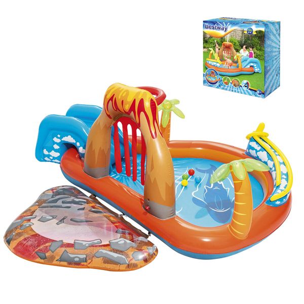 Bestway Inflatable Pool 265x265x104 cm Lava Lagoon Oval Inflatable Play Water Fun Park With Slide kids Outdoor