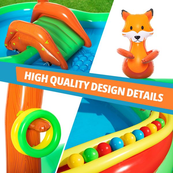 Bestway Inflatable Pool Play Centre Blow Up Water Park Center Slide Splash Toys Kiddie Bouncy Activity Center Game Area Ring Sprayer Balls Playset