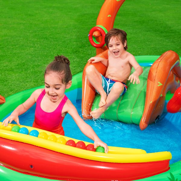 Bestway Inflatable Pool Play Centre Blow Up Water Park Center Slide Splash Toys Kiddie Bouncy Activity Center Game Area Ring Sprayer Balls Playset