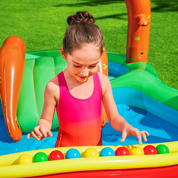 Bestway Inflatable Pool Play Centre Blow Up Water Park Center Slide Splash Toys Kiddie Bouncy Activity Center Game Area Ring Sprayer Balls Playset