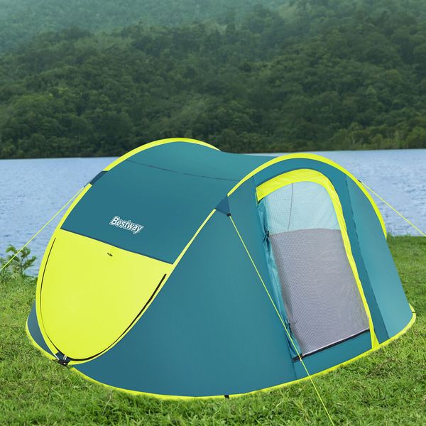 Bestway 4 Man Camping Tent Pop Up Instant Beach Shelter Family Sun Shade Waterproof Hiking Fishing Outdoor Picnic with Carry Bag 2.1x2.4x1m