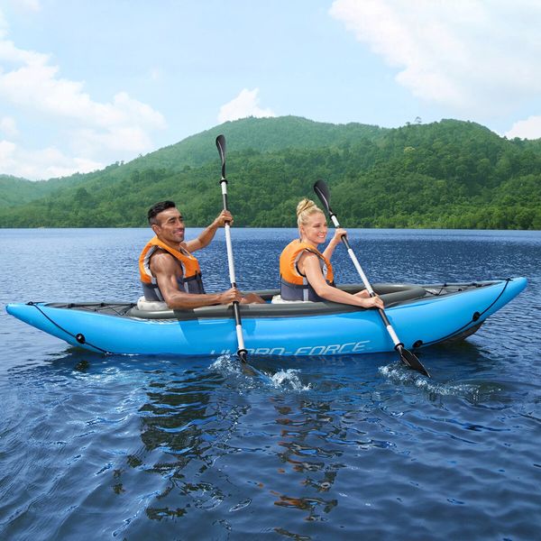 Bestway Inflatable Kayak 3.31 m x 88cm Blow up Canoe Watercraft Boat Cove Champion 2 Paddles Blue