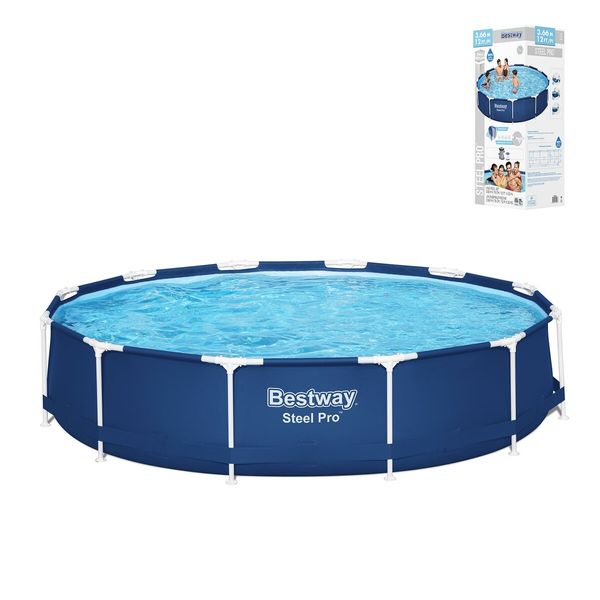 Bestway Above Ground Swimming Pool Set Over Frame Round Outdoor Indoor with Filter Pump 366x366x76cm