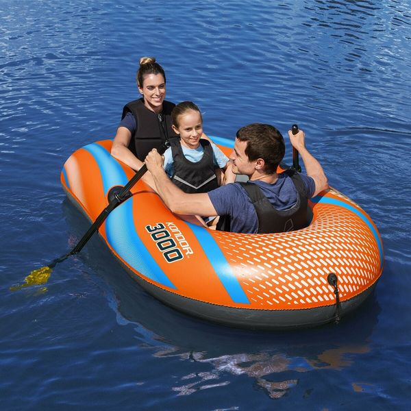 Bestway Inflatable Boat Blow Up Fishing Rowing Rafting Paddling Water Sport Floating Raft Air Diving River Canoe with Oars Hand Pump