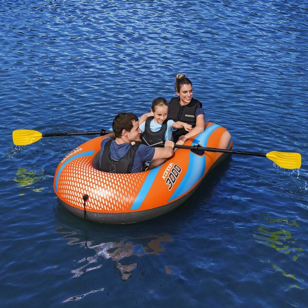 Bestway Inflatable Boat Blow Up Fishing Rowing Rafting Paddling Water Sport Floating Raft Air Diving River Canoe with Oars Hand Pump