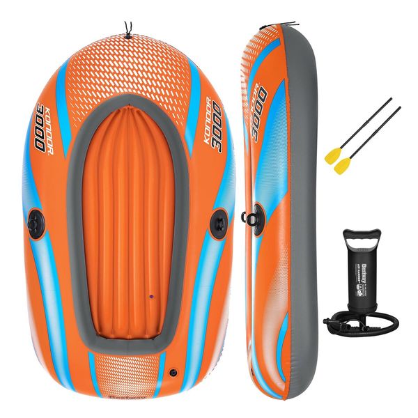 Bestway Inflatable Boat Blow Up Fishing Rowing Rafting Paddling Water Sport Floating Raft Air Diving River Canoe with Oars Hand Pump