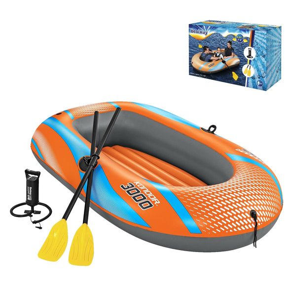 Bestway Inflatable Boat Blow Up Fishing Rowing Rafting Paddling Water Sport Floating Raft Air Diving River Canoe with Oars Hand Pump