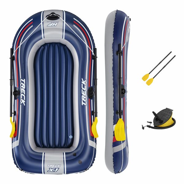 Bestway Inflatable Boat Set 2.28m X 1.21m Floating Raft Blow Up Canoe Watercraft Vessel With Oars and Pump