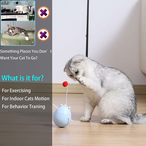 Cat Toys, Interactive Pet Toys with Rotating and Stumbling Functions Interactively and Automatically Playing with Cats (Blue)