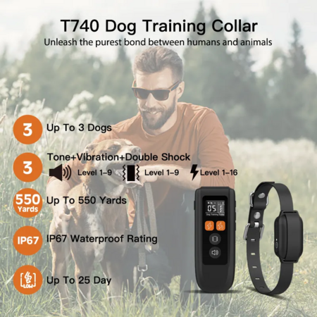 Electric Dog Training Collar with Remote 1600FT, 3 Training Modes, Security Lock for All Breeds, Sizes