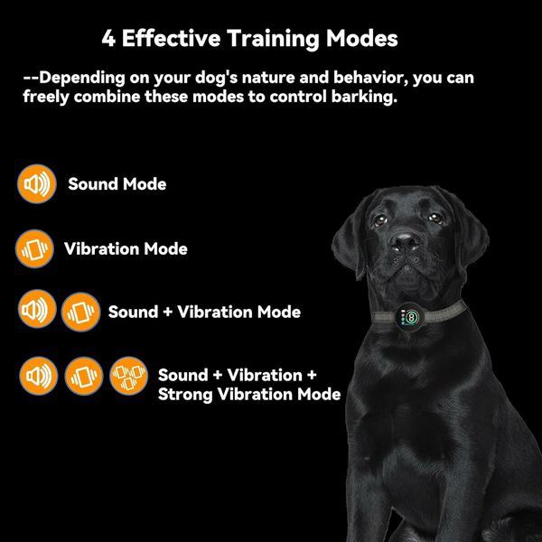 Bark Collar with Dual Vibration Version, Smart No Shock Bark Collar for Large Medium Small Dogs