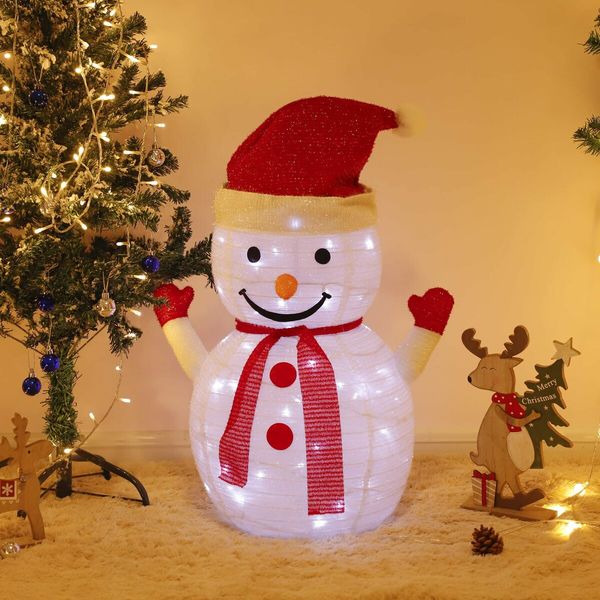 1PC Christmas Light Up Ornament Christmas Snowman Ornament Mini Christmas Ornament Snowman Doll Lighted Christmas Decor  Luminous Decor Light