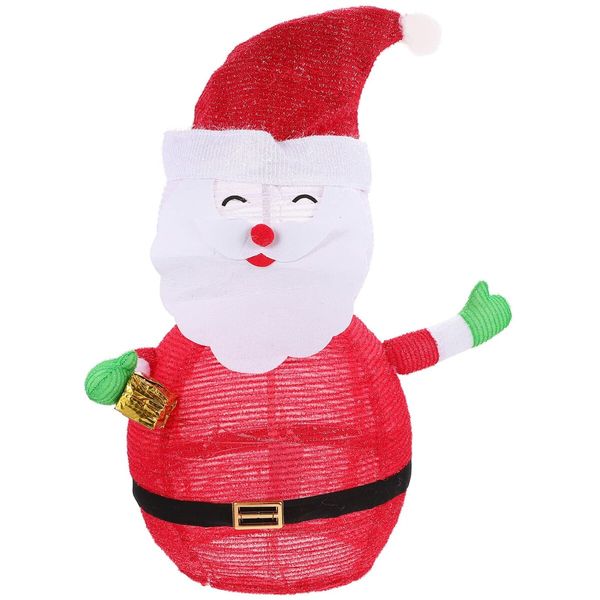 1PC Christmas Light Up Ornament Santa Claus Metal Santa Claus Home decor LED Santa Nativity Decor Light up Santa Claus Outdoor Table lamp Cloth Desk lamp Luminous