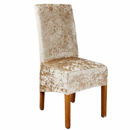 Elastic Velvet Chair Cover Chair Seat Protector Stretch Slipcover for Dining Room Wedding Banquet Party Hotel Kitchen Champagne