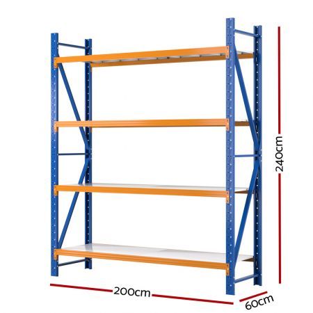 Giantz 2.4Mx2M Garage Shelving Warehouse Rack Pallet Racking Storage Shelf Blue