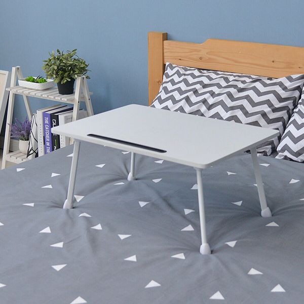 Laptop Desk Table Portable Folding Desk Notebook Table Lap Tray Bed with Slot for Children Student HomeWhite maple