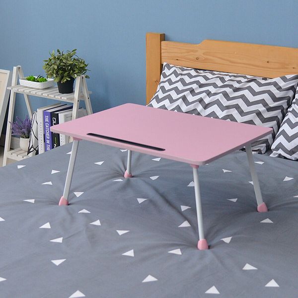 Laptop Desk Table Portable Folding Desk Notebook Table Lap Tray Bed with Slot for Children Student HomeWhite maple