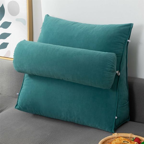 Sofa Back Cushion Bed Couch Seat Rest Pad Waist Support Backrest with Head Pillow Home Office Furniture DecorationsBlue