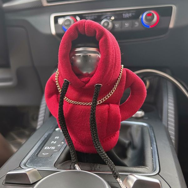 Car Shift Knob Hoodie,Funny Gear Shift Knob Shirt Sweater,Winter Warm Shift Knob Cover Sweater Shirt,Automotive Interior Novelty Accessories Decorations,Universal Fit Knob Cover Gift (Red)