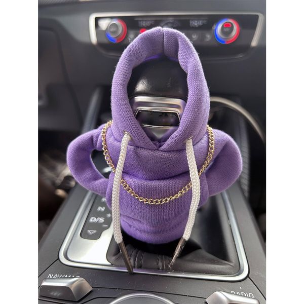 Car Shift Knob Hoodie,Funny Gear Shift Knob Shirt Sweater,Winter Warm Shift Knob Cover Sweater Shirt,Automotive Interior Novelty Accessories Decorations,Universal Fit Knob Cover Gift (Purple)