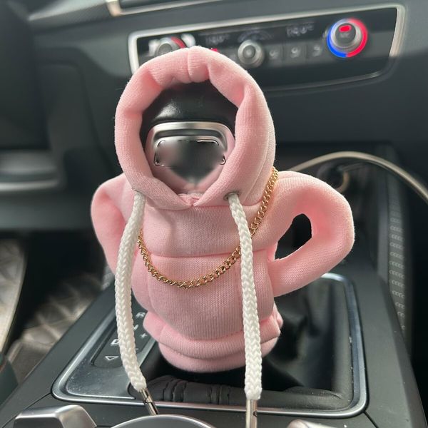 Car Shift Knob Hoodie,Funny Gear Shift Knob Shirt Sweater,Winter Warm Shift Knob Cover Sweater Shirt,Automotive Interior Novelty Accessories Decorations,Universal Fit Knob Cover Gift (Pink)