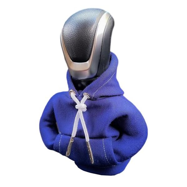 Car Shift Knob Hoodie,Funny Gear Shift Knob Shirt Sweater,Winter Warm Shift Knob Cover Sweater Shirt,Automotive Interior Novelty Accessories Decorations,Universal Fit Knob Cover Gift (Blue)