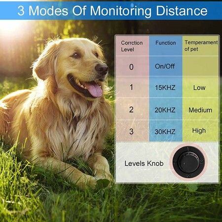 3 Level Sonic Bark Deterrent Dog Bark Deterrent Device, 50 Feet Indoor Outdoor Dog Bark Deterrent Tool for Dogs 6 Months to 8 Years Old