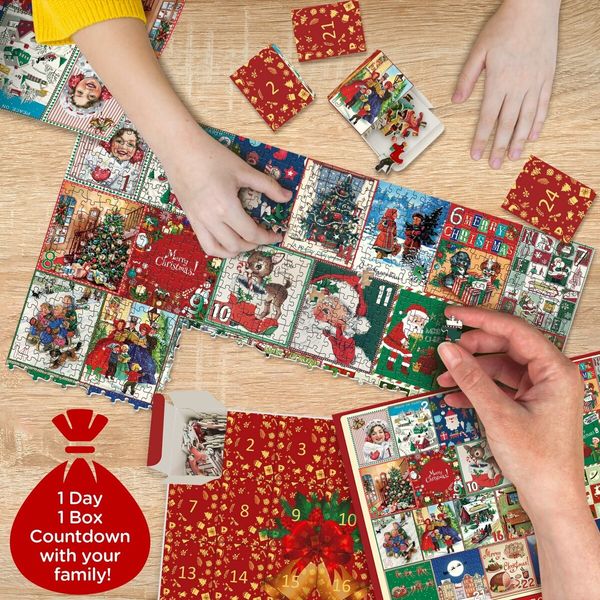 Christmas Advent Calendar Jigsaw Puzzle 1000 Piece,Christmas Countdown Calendar 2023 Puzzle for Adult,Holiday Santa Puzzle for Adult 1000 Piece