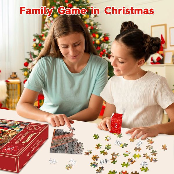 Jigsaw Puzzle Advent Calendar 2023-1008 Pieces Jigsaw Puzzle for Adult Kids,24 Days Countdown Calendar,Santa's Surprise,19.7 inches x 27.6 inch,Family Game Puzzle,Christmas Gift Idea for Teens Adult