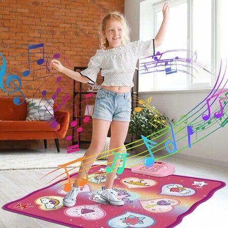 Dance Mat Kids Toys for Girls, Music Dance Touch Play Mat, 5 Play Modes, 3 Challenge Levels, Christmas, Birthday Gifts for Age 3-10 Years Old Girls