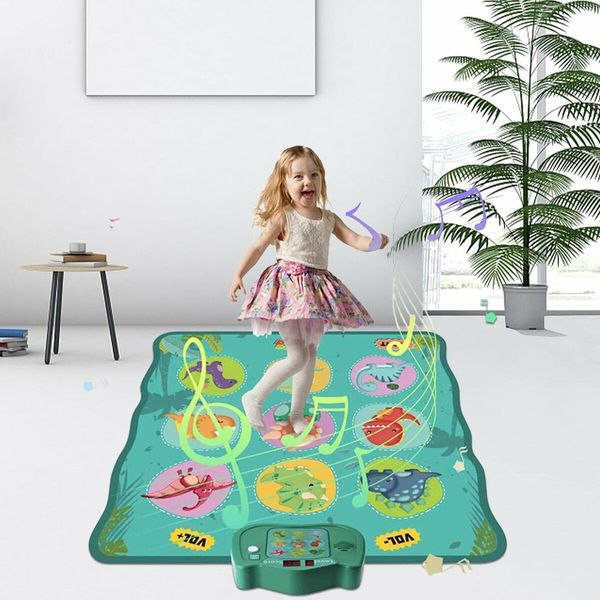 Children'S Dance Mat Dinosaur Fitness Mat Dance Game Mat Indoor Sports Toy Music Mat