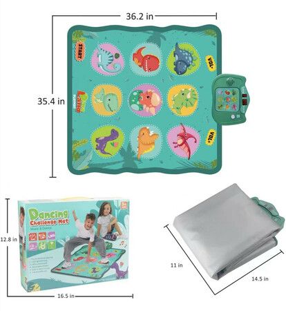 Children'S Dance Mat Dinosaur Fitness Mat Dance Game Mat Indoor Sports Toy Music Mat