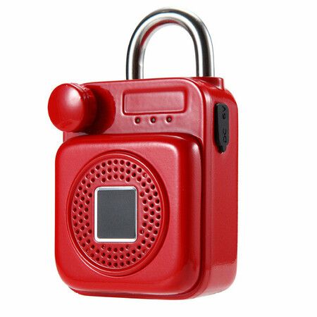 Mini Backpack Shape bluetooth Speaker Smart Lock USB Charging APP/Fingerprint Unlock PadlockRed