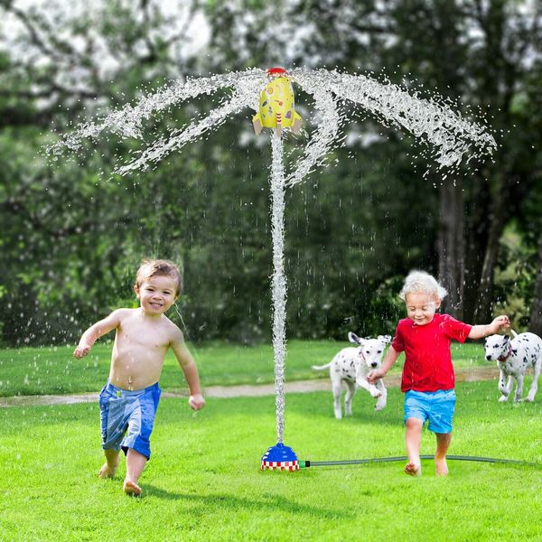 Sprinkler  Rocket Water Toys for Kids  Launcher, Attaches to Garden Hose Splashing Fun  Holiday & Birthday Gift