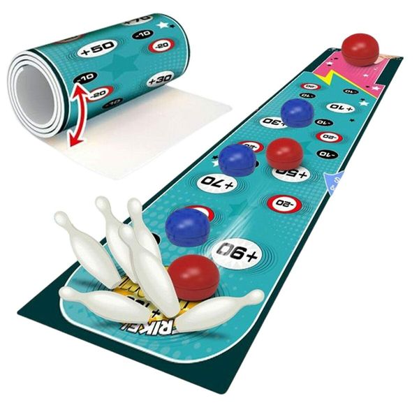 Bowling Tabletop Game, Mini Bowling Game Set for Kids | Desktop Shuffleboard Bowling and Curling Game Kit Portable Family Board Game for Kids and Adults