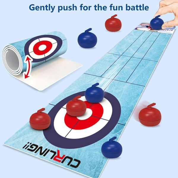 Curling Tabletop Game,Mini Curling Game Set for Kids | Desktop Shuffleboard Bowling and Curling Game Kit Portable Family Board Game for Kids and Adults