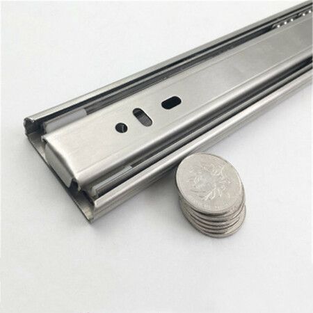 Cabinet Damping Slide Rail Three-section Rail Thickened Stainless Steel Slide Rail Guide Drawer Buffer Mute Slide Side#8