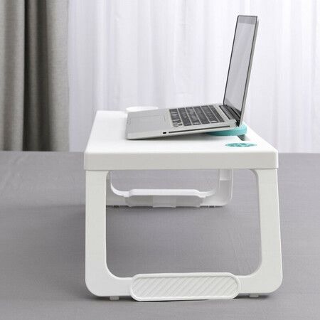 Portable Plastic Foldable Laptop Desk Stand Lapdesk Computer Notebook Breakfast Tray Table Office Serving Table with Tablet&Pen Slots/Cup Holder Orange