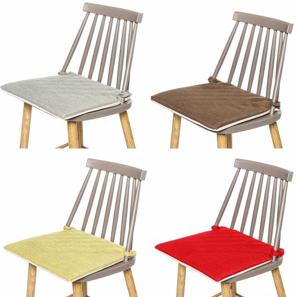 Cotton Linen Chair Mat Square Dining Chair Cushion Pad Garden Home Office Furniture DecorationRed