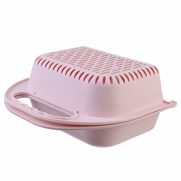 BOQUN Foldable Drain Rack Vegetable Fruit Washing Basket Strainer Colander Kitchen SinkPink