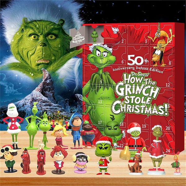 Grinch Christmas Advent Calendar 2023,Countdown Calendar for Kids Adult,24 Days of Christmas Advent Calendar,24PC Cute Cartoon Elf Figures Doll Xmas Vacation Stocking Stuffer Gifts Idea