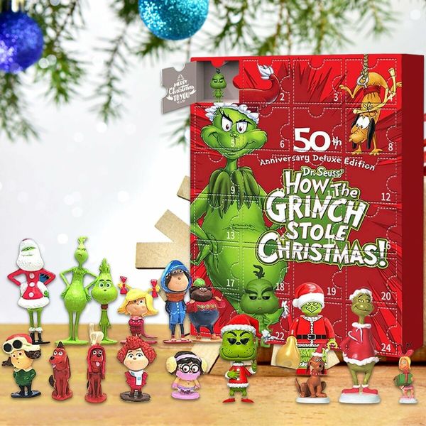 Grinch Christmas Advent Calendar 2023,Countdown Calendar for Kids Adult,24 Days of Christmas Advent Calendar,24PC Cute Cartoon Elf Figures Doll Xmas Vacation Stocking Stuffer Gifts Idea