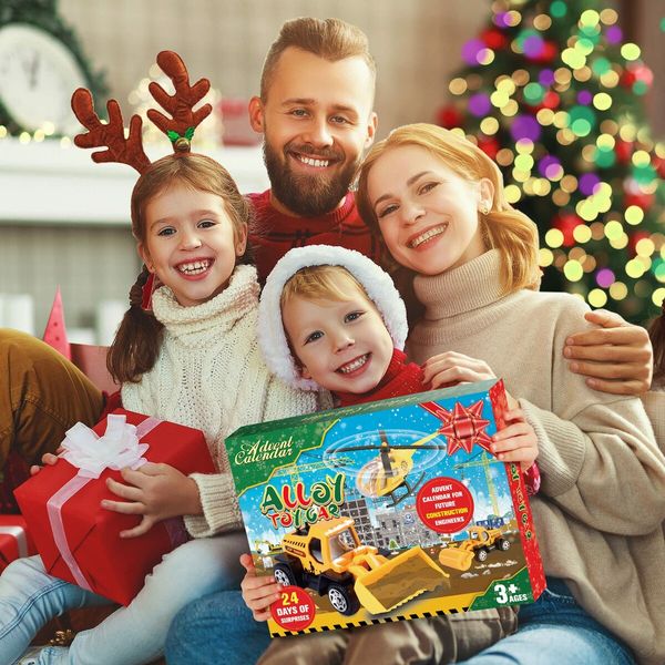 Christmas Advent Calendar for Kids Boys,Toys for Age3+ Year Old Boys Girls 24 Days Countdown Calendar with Alloy Construction Engineering Vehicle Toy Sets Xmas Gifts Stocking Stuffer for Boys Ages 3+