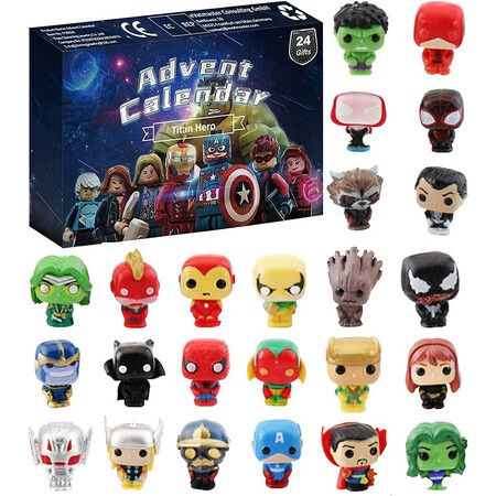 2023 Advent Calendar for Kids, Christmas Countdown Superhero Miniature Figures Toys 24 Days Xmas Countdown Gifts for Teen Boys and Girls