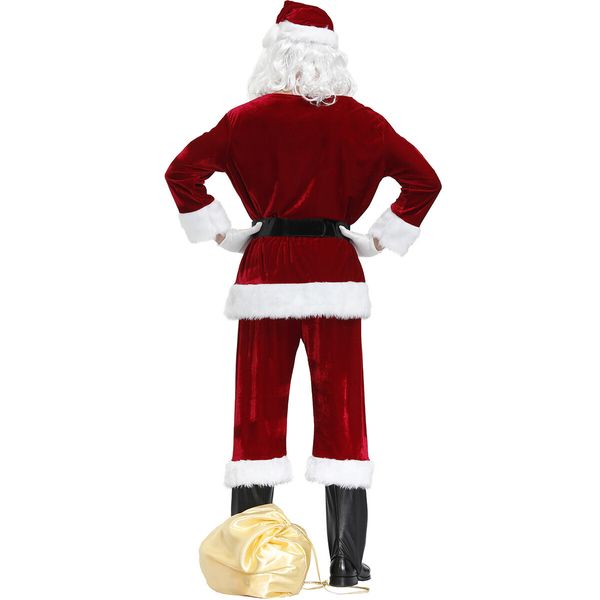 L-Men's Santa Clause Costume 9 Pcs Christmas Santa Suit Santa Costume for Men