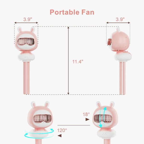 Stroller Fan Portable for Baby 120 Degree Oscillating Fan with 4 Speed Rechargeable Bladeless with Flexible Tripod Clip on for Baby Crib Car Seat